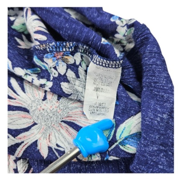 Papermoon Dress Womens Medium Blue Floral Maxi Short Sleeve Boho‎ Summer Casual - Picture 5 of 7